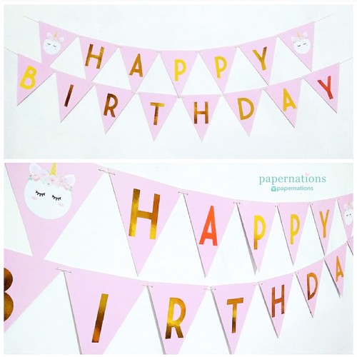 Pink Unicorn Bunting Flag